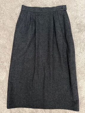 Vintage Pendleton Pencil Wool Skirt 8 Pockets Satin Lining Black Coal Gray USA